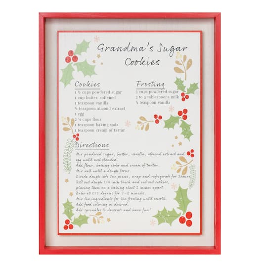 16.5" Framed Grandma's Sugar Cookie Recipe Plaque